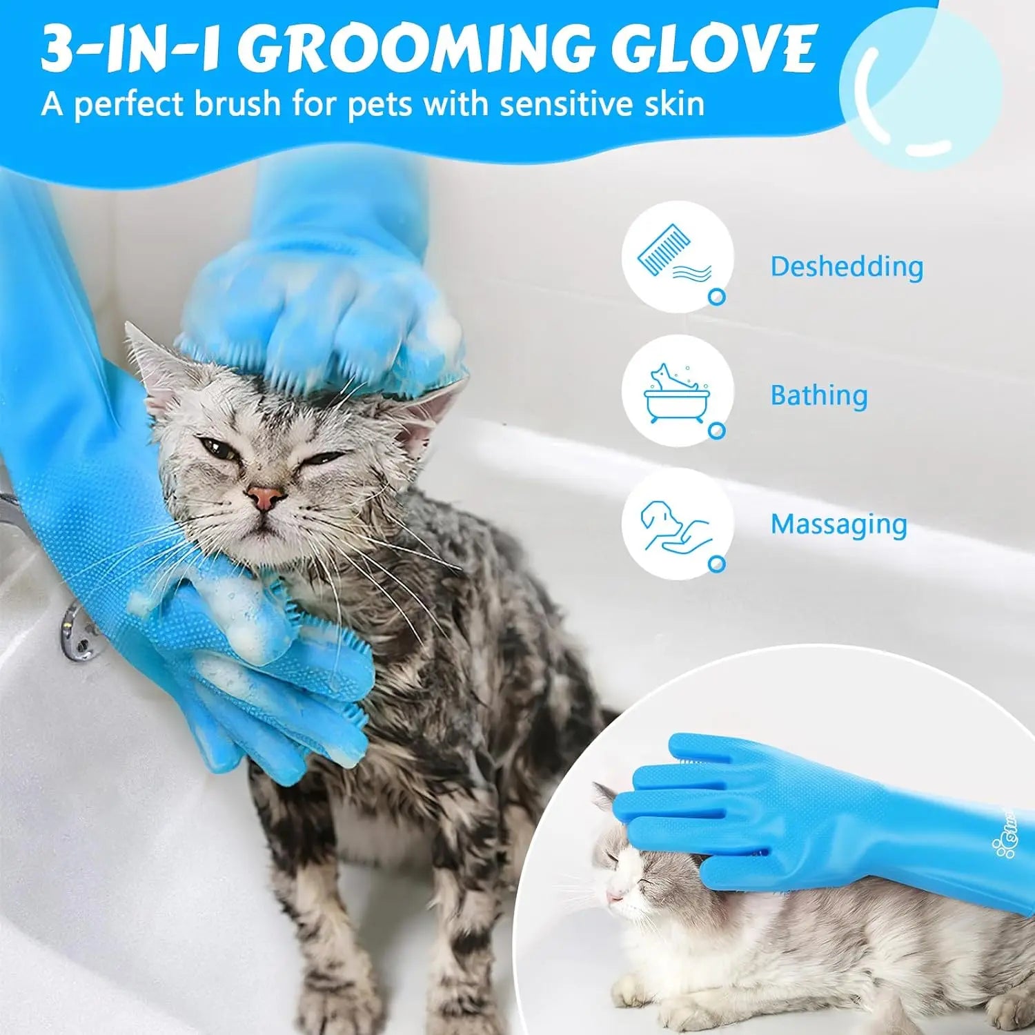 Silicone Pet Grooming & Bathing Gloves