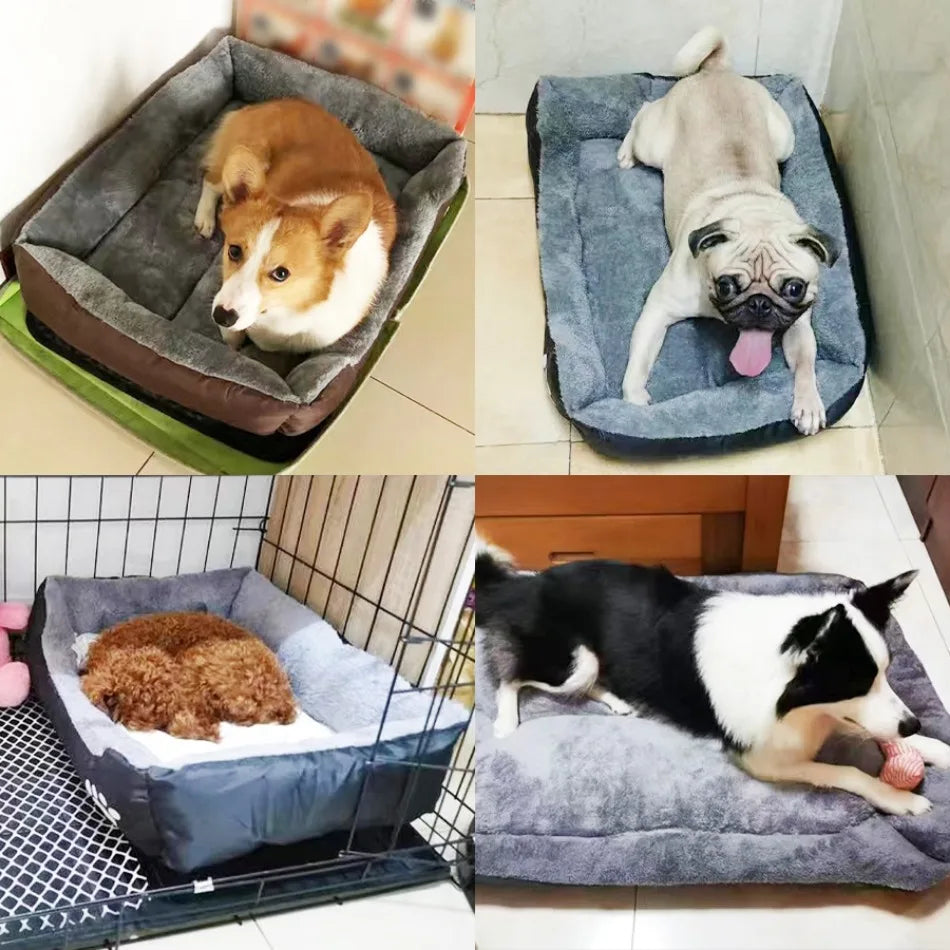 Large Square Plush Dog & Cat Bed
