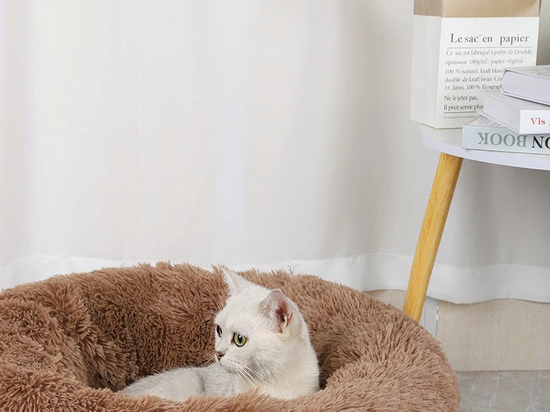 Winter Plush Round Cat & Dog Nest Bed