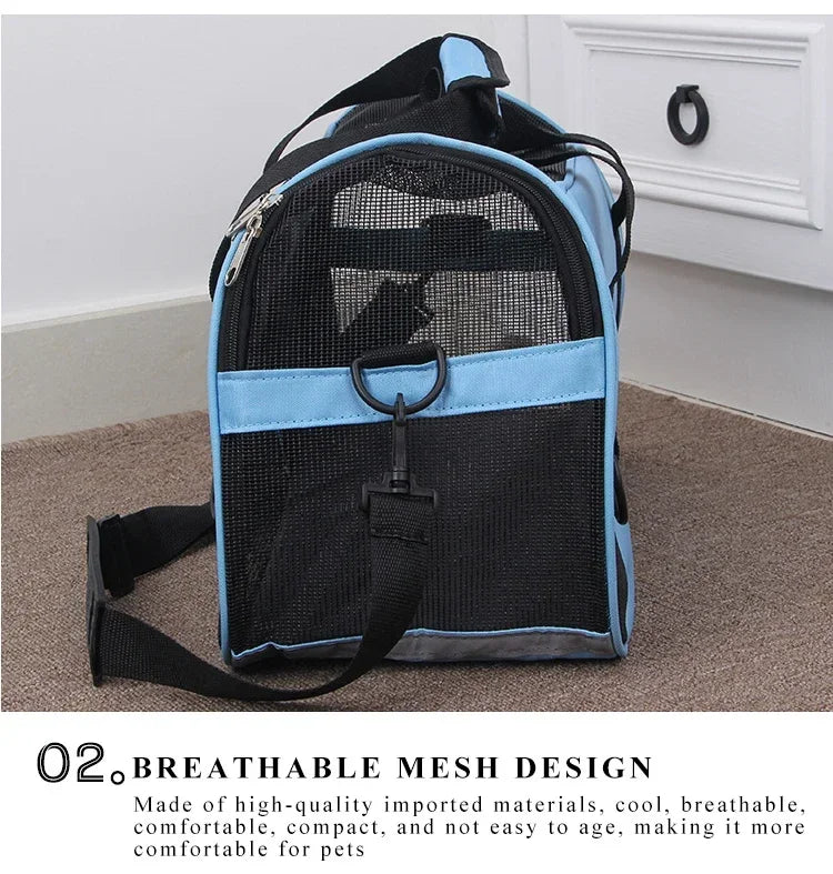 Portable Mesh Pet Carrier Bag for Dogs & Cats