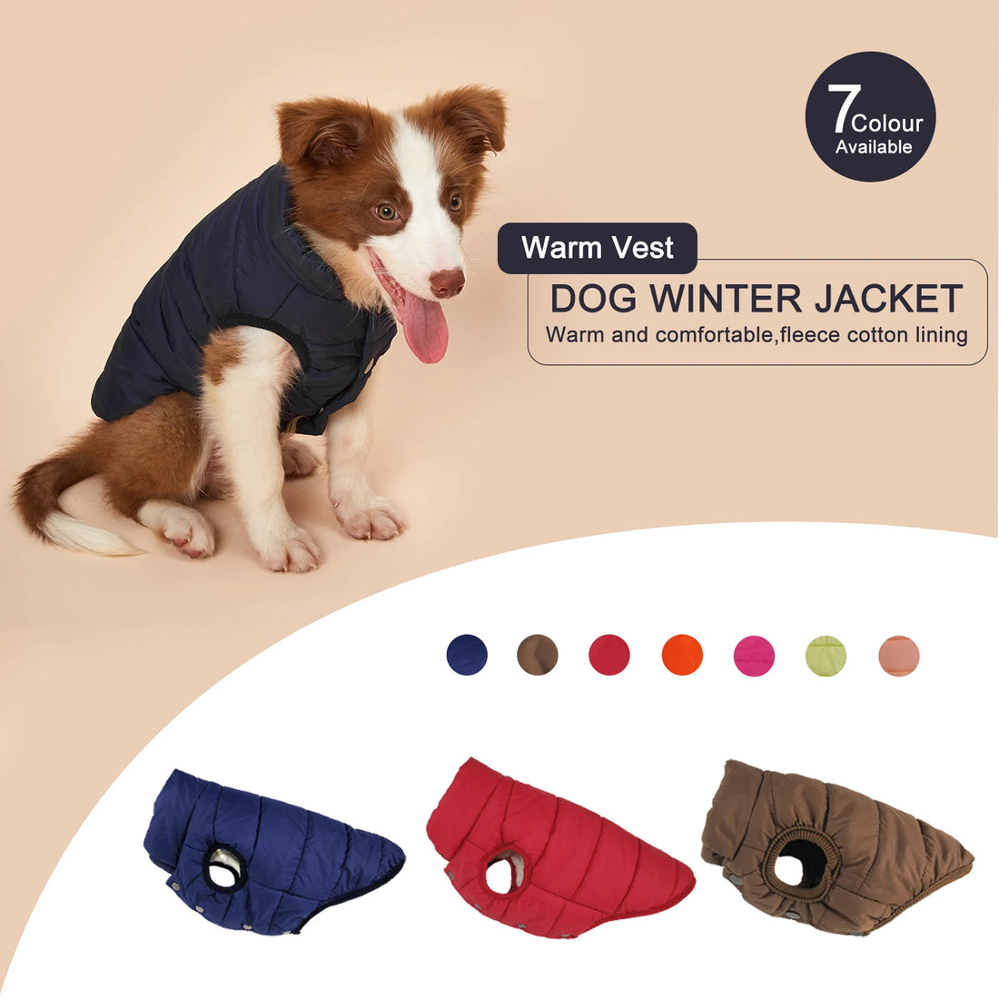 Fleece-Lined Winter Dog Jacket for Small Breeds