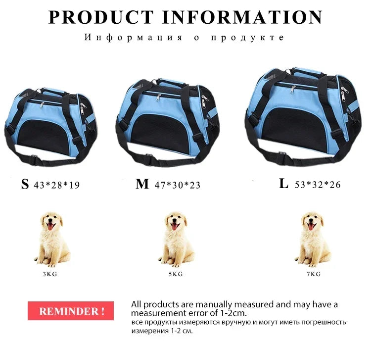 Portable Mesh Pet Carrier Bag for Dogs & Cats