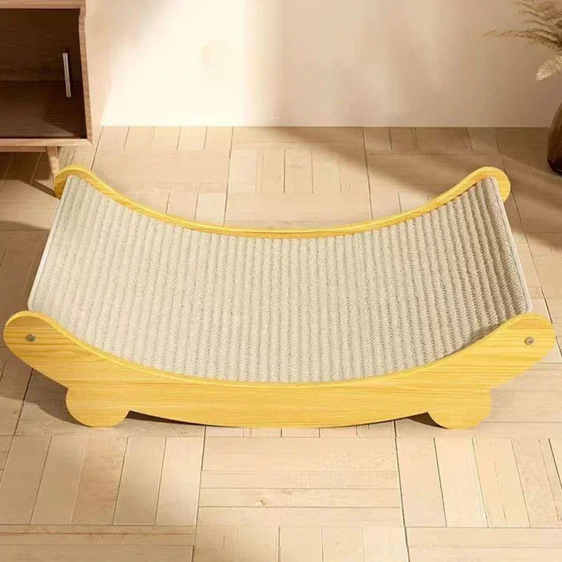 Wooden Cat Scratching Bed with Detachable Pad