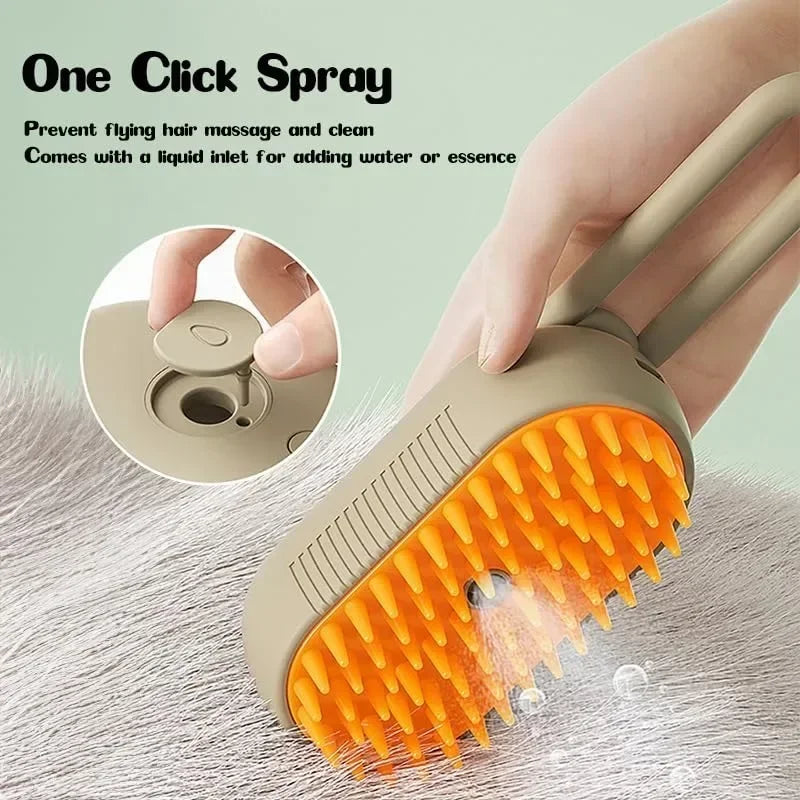 3-in-1 Electric Steamy Pet Brush for Dogs & Cats