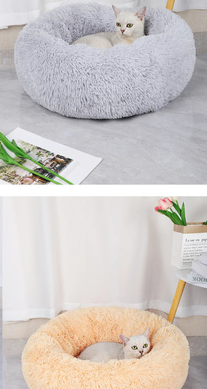 Winter Plush Round Cat & Dog Nest Bed
