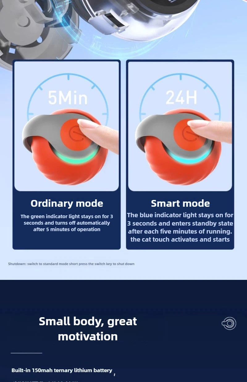 USB Rechargeable Smart Rolling Ball Cat Toy