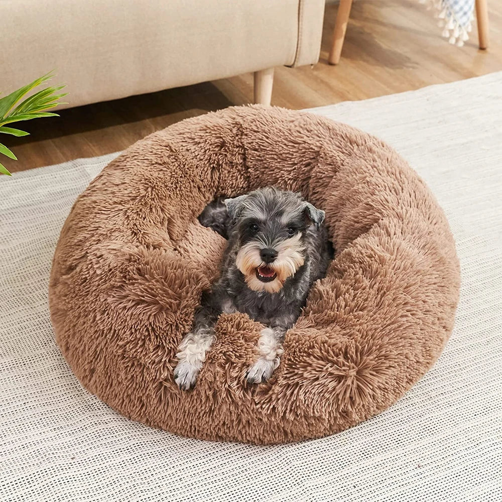 Round Plush Pet Bed for Cats & Dogs (40–90cm)