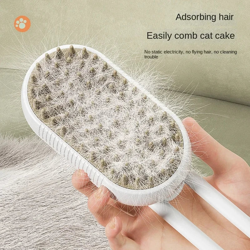 3-in-1 Electric Steamy Pet Brush for Dogs & Cats