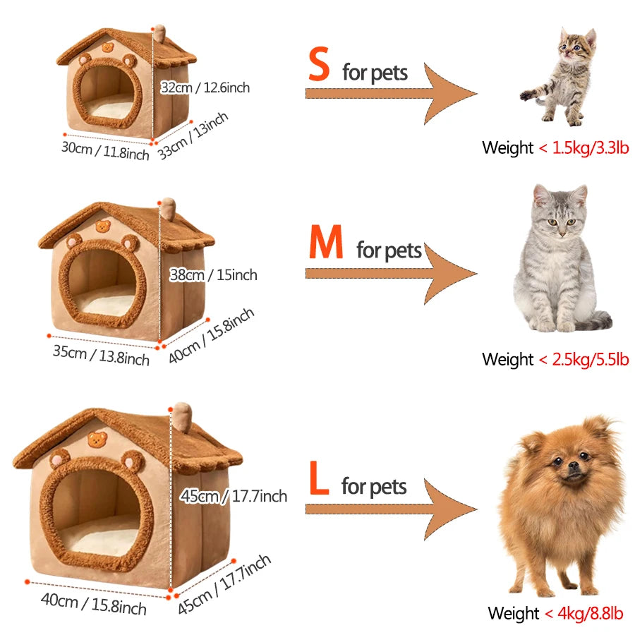 Foldable Washable Cat & Puppy House Bed