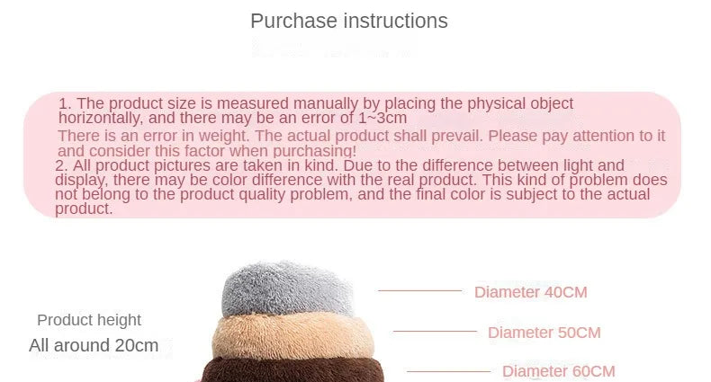 Winter Plush Round Cat & Dog Nest Bed