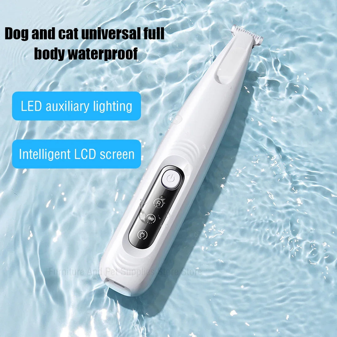 Waterproof Dog Paw Trimmer with LED Light & Display