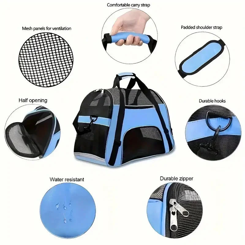 Portable Mesh Pet Carrier Bag for Dogs & Cats
