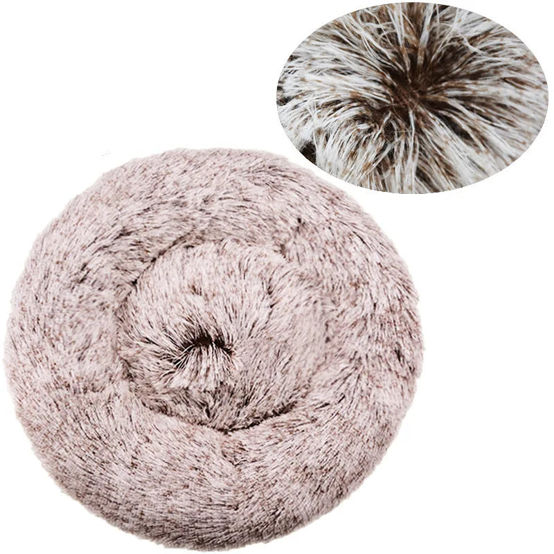 Round Plush Pet Bed for Cats & Dogs (40–90cm)