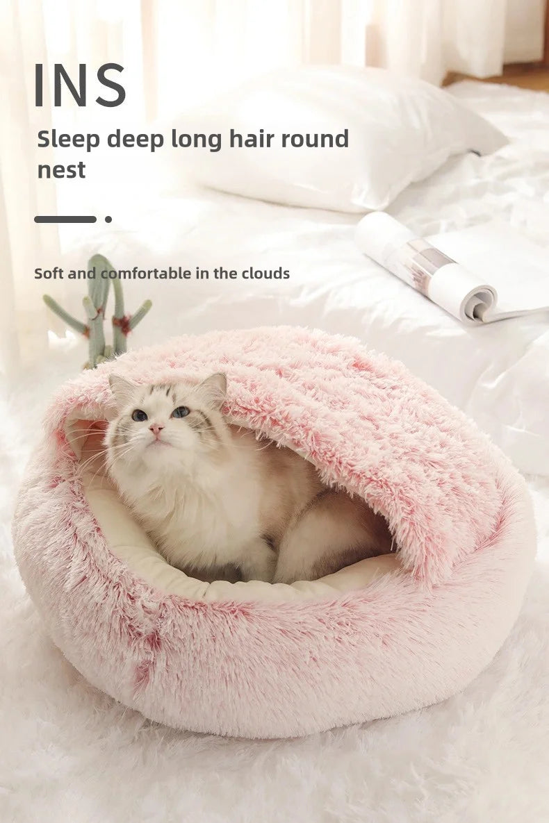 Winter Plush Shell Cat Nest Bed