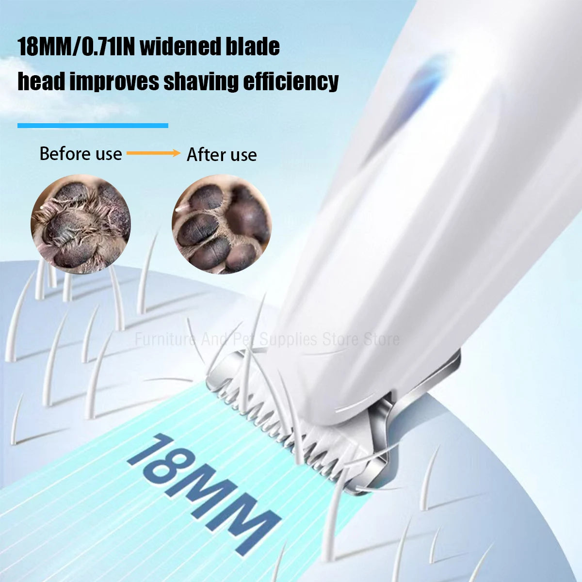 Waterproof Dog Paw Trimmer with LED Light & Display