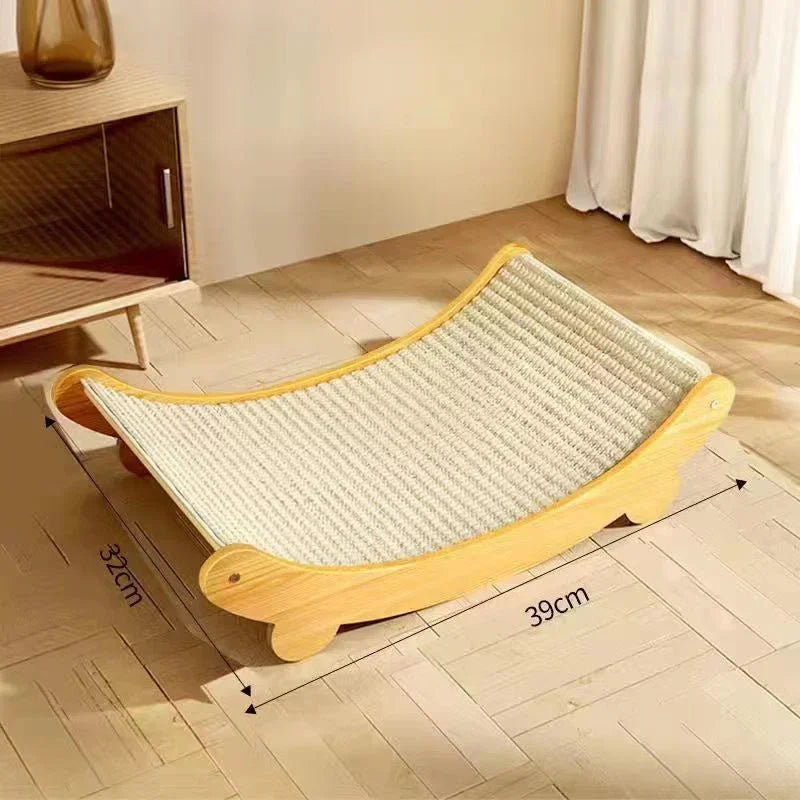Wooden Cat Scratching Bed with Detachable Pad