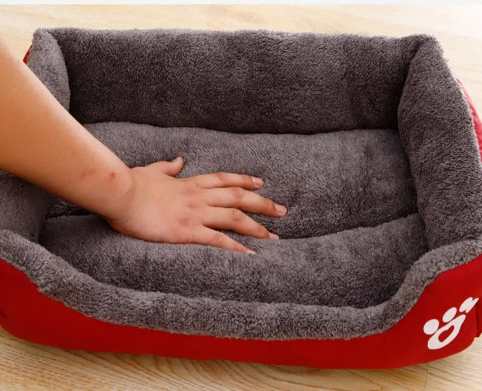 Large Square Plush Dog & Cat Bed