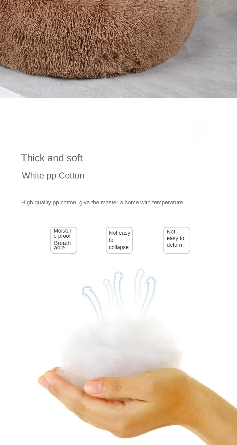 Winter Plush Round Cat & Dog Nest Bed