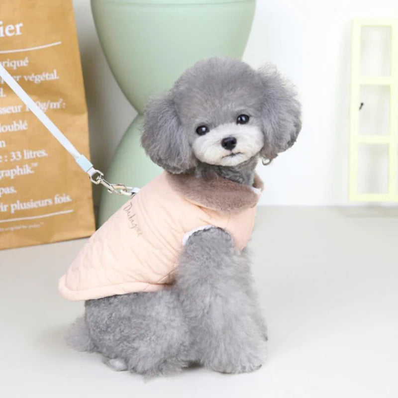 Waterproof Fleece Dog Jacket with Fur Collar