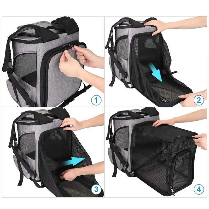Foldable Breathable Pet Carrier Backpack for Cats & Dogs