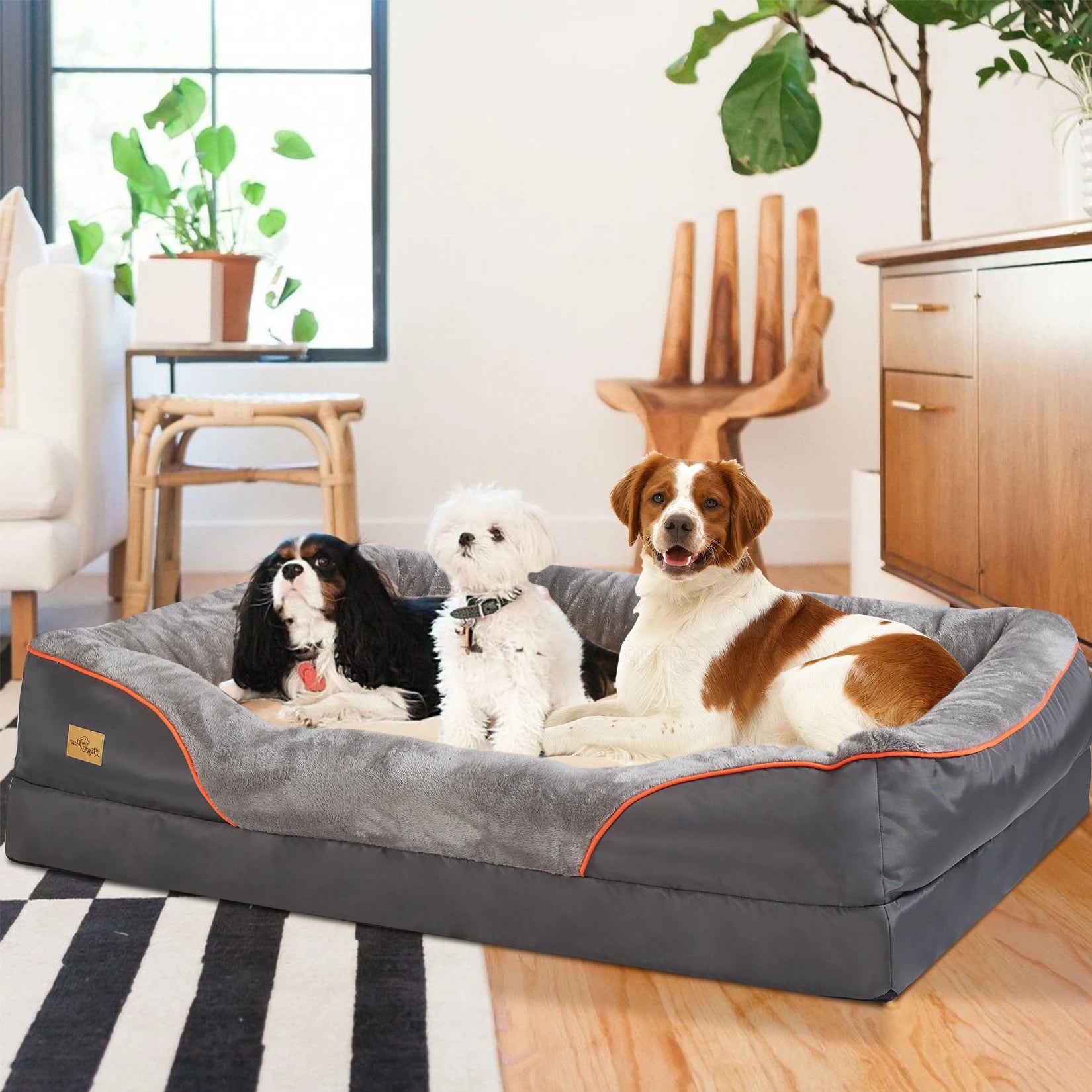 Orthopedic Foam Dog Bed with Bolster (L–3XL)