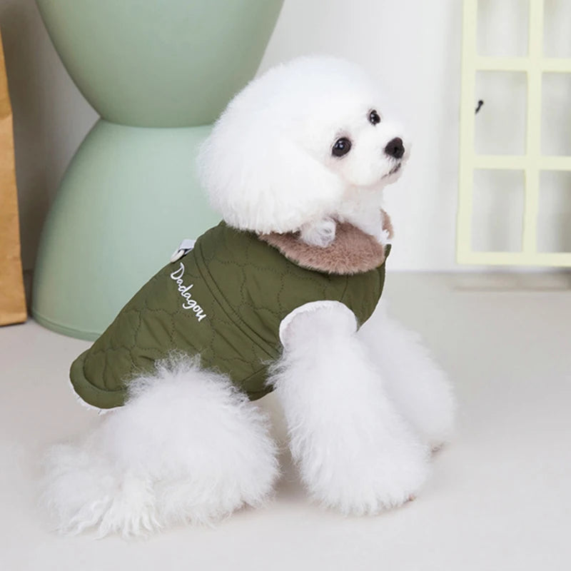 Waterproof Fleece Dog Jacket with Fur Collar