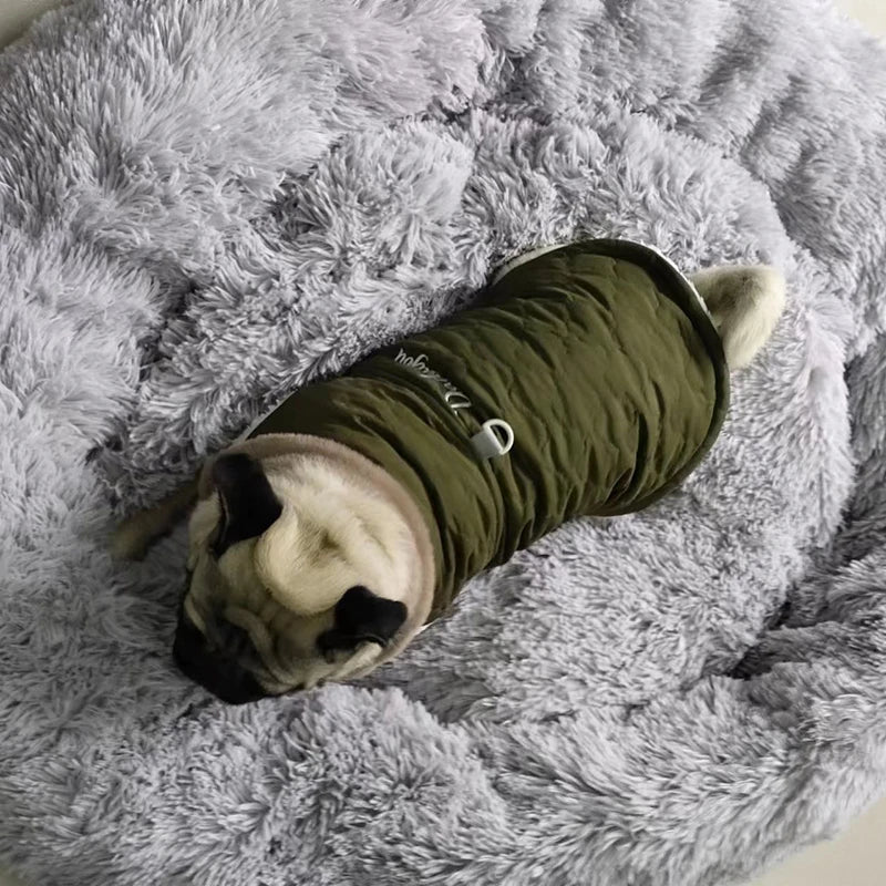 Waterproof Fleece Dog Jacket with Fur Collar