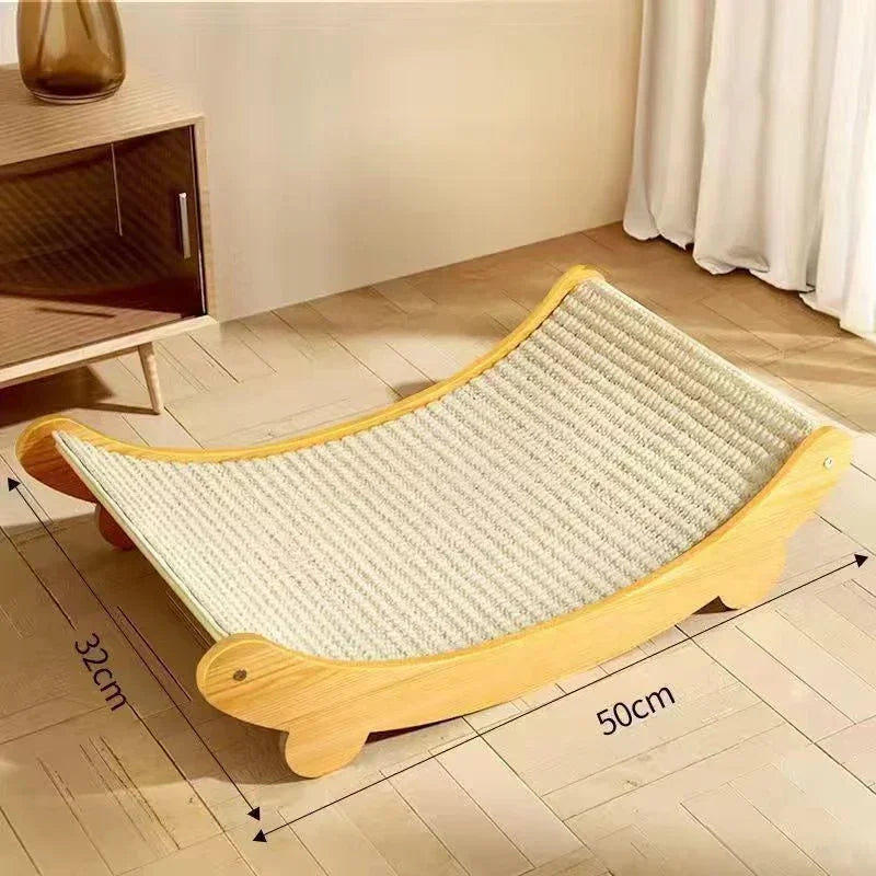 Wooden Cat Scratching Bed with Detachable Pad