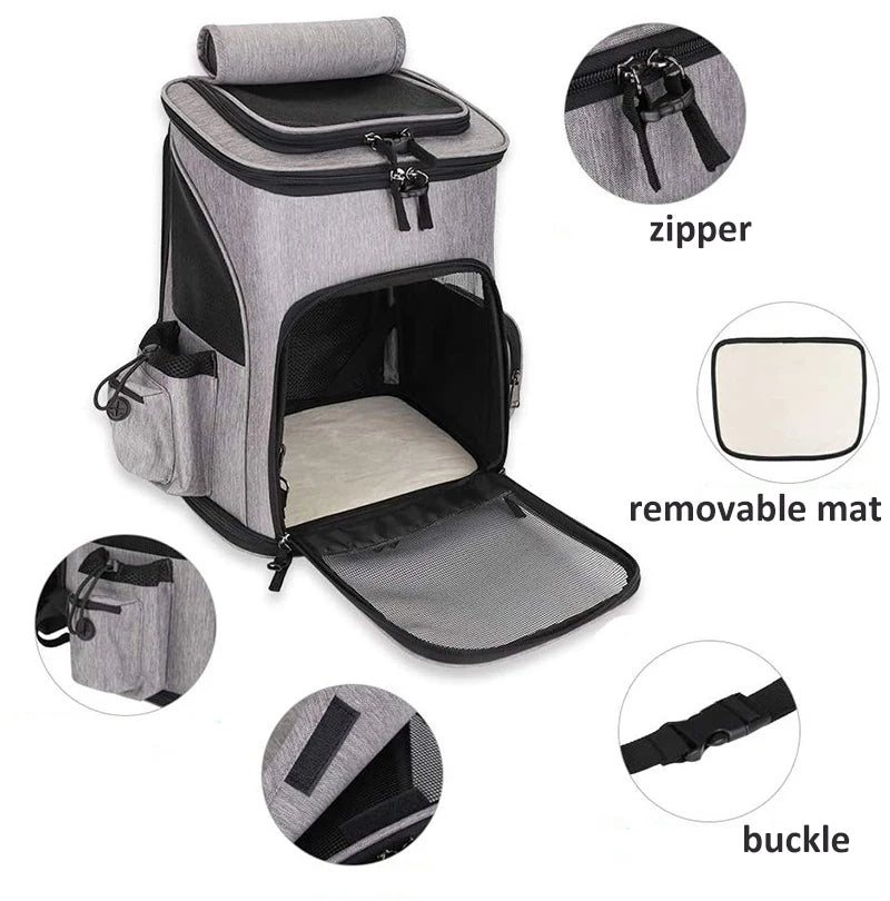 Foldable Breathable Pet Carrier Backpack for Cats & Dogs