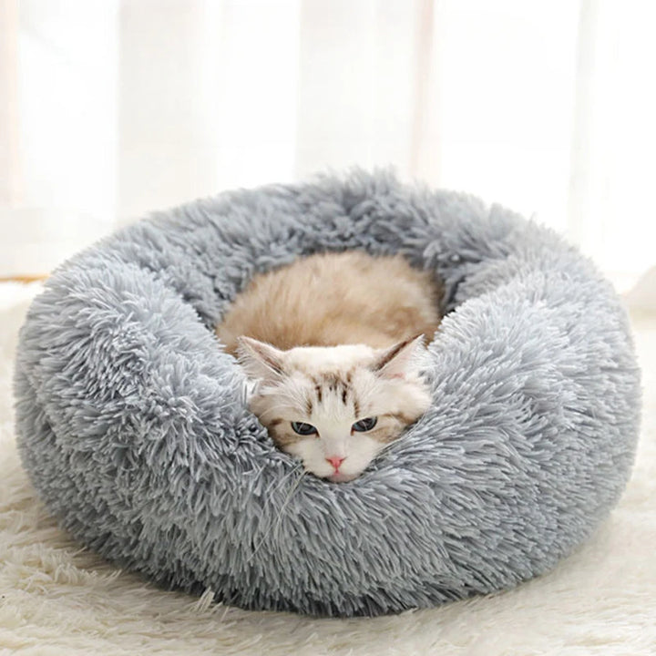 Winter Plush Round Cat & Dog Nest Bed