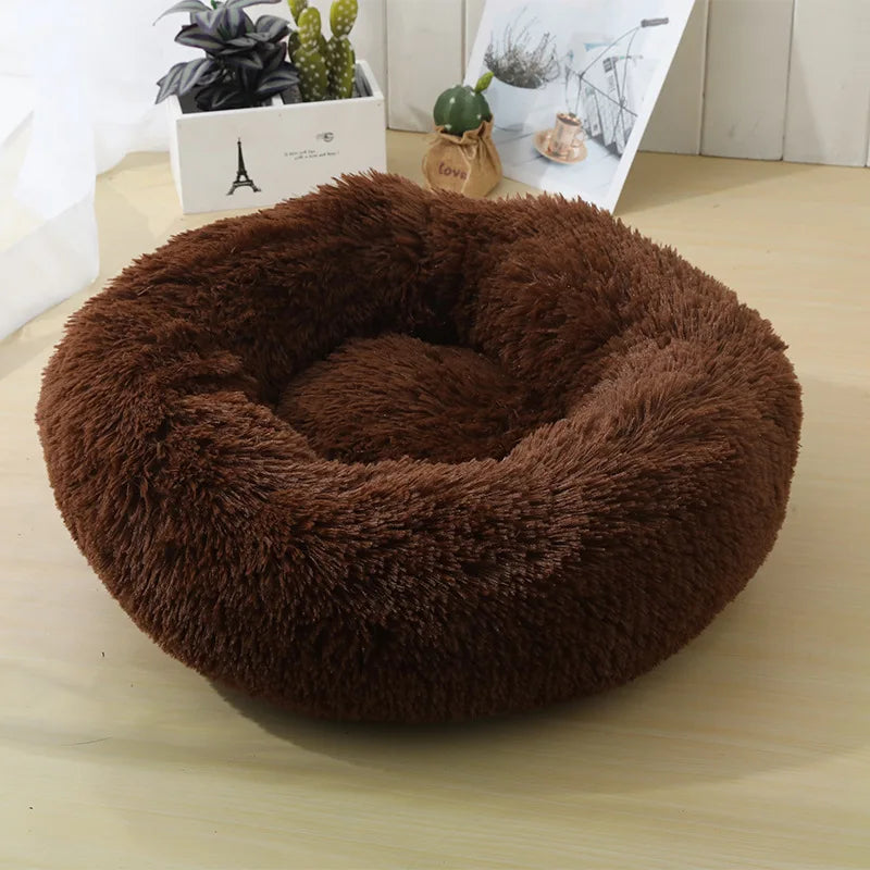 Winter Plush Round Cat & Dog Nest Bed