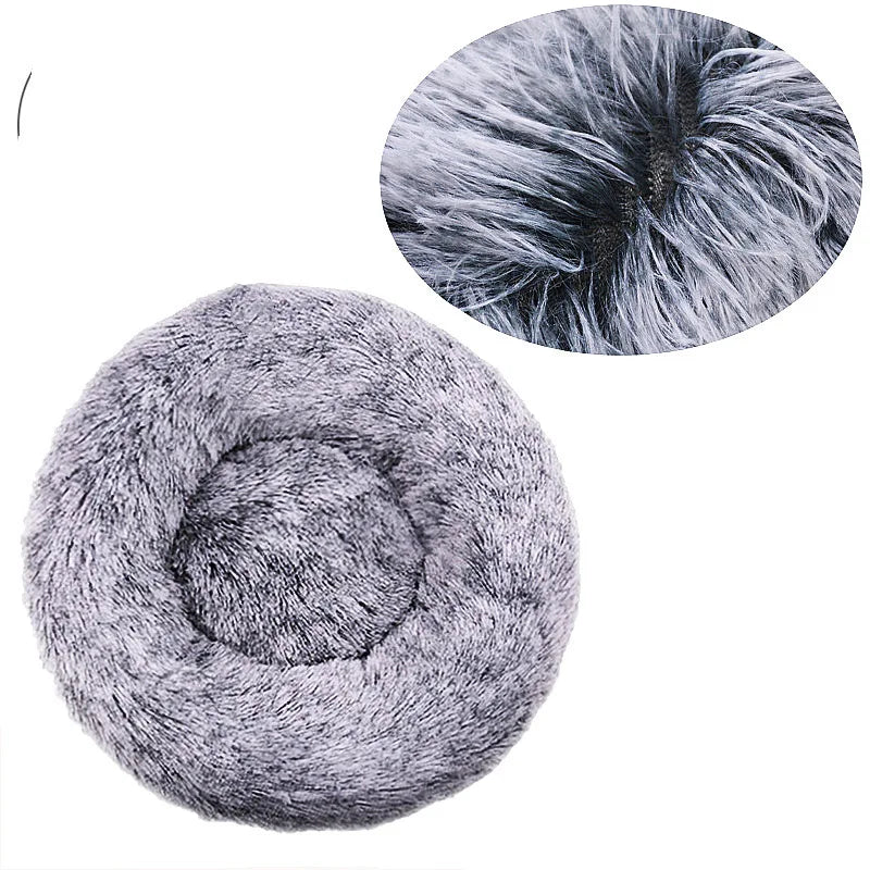 Round Plush Pet Bed for Cats & Dogs (40–90cm)