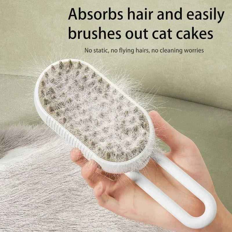 3-in-1 Electric Steamy Pet Brush for Dogs & Cats