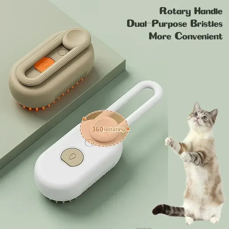 3-in-1 Electric Steamy Pet Brush for Dogs & Cats