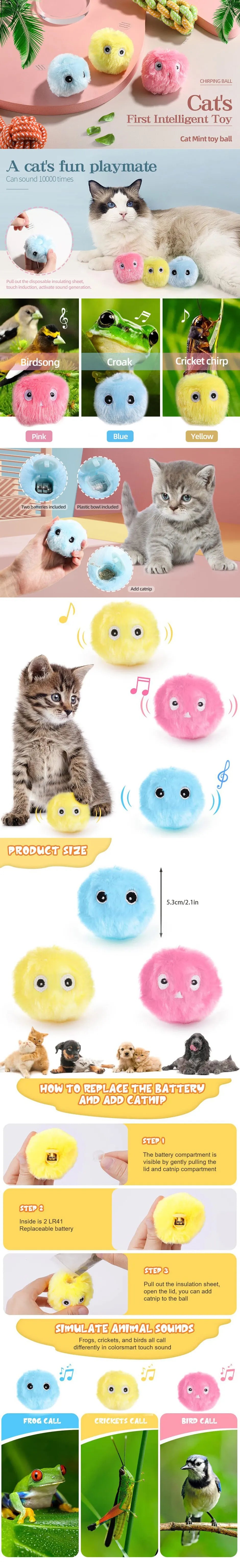 Automatic Interactive Plush Ball Cat Toy