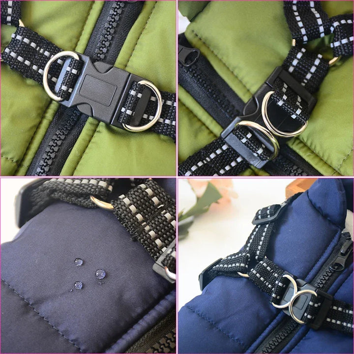 Waterproof Winter Dog Jacket with Harness for Large Dogs