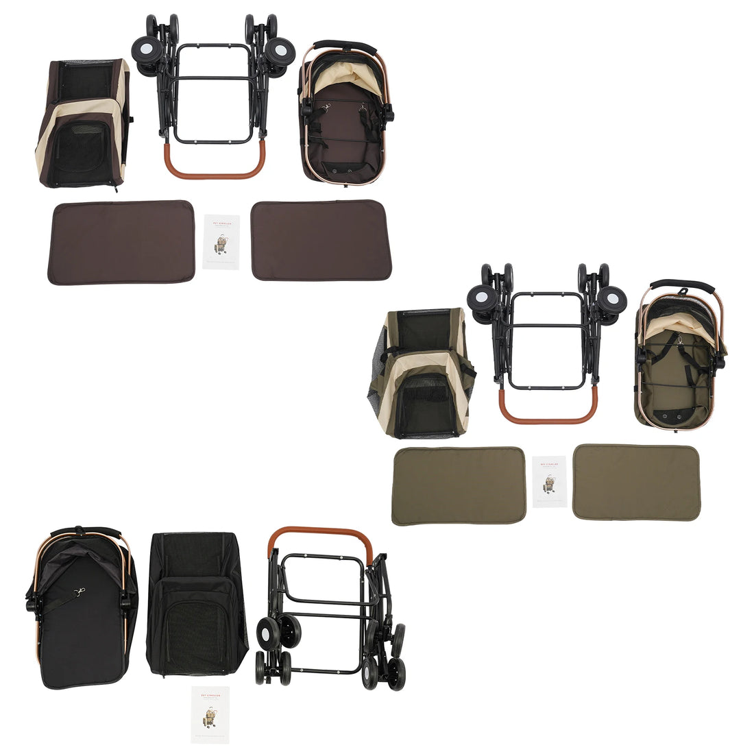 Double-Tier Foldable Pet Stroller for Dogs & Cats