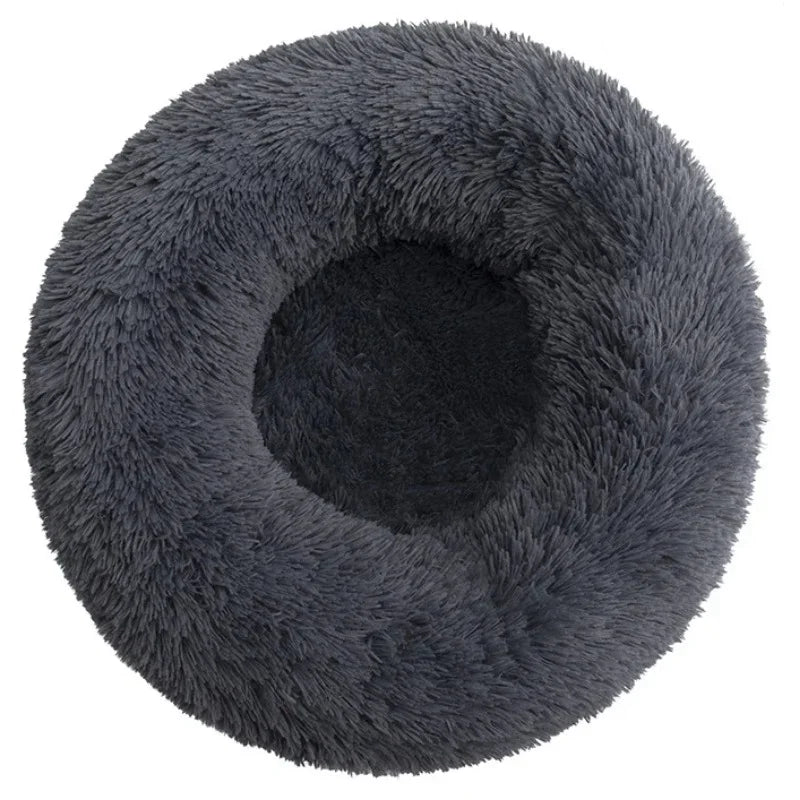 Round Plush Pet Bed for Cats & Dogs (40–90cm)