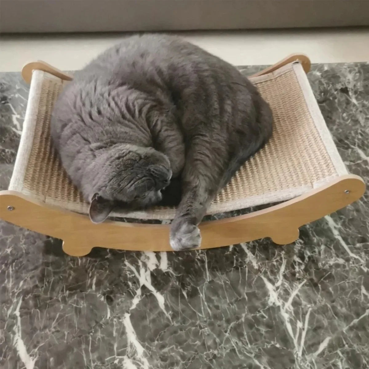 Wooden Cat Scratching Bed with Detachable Pad