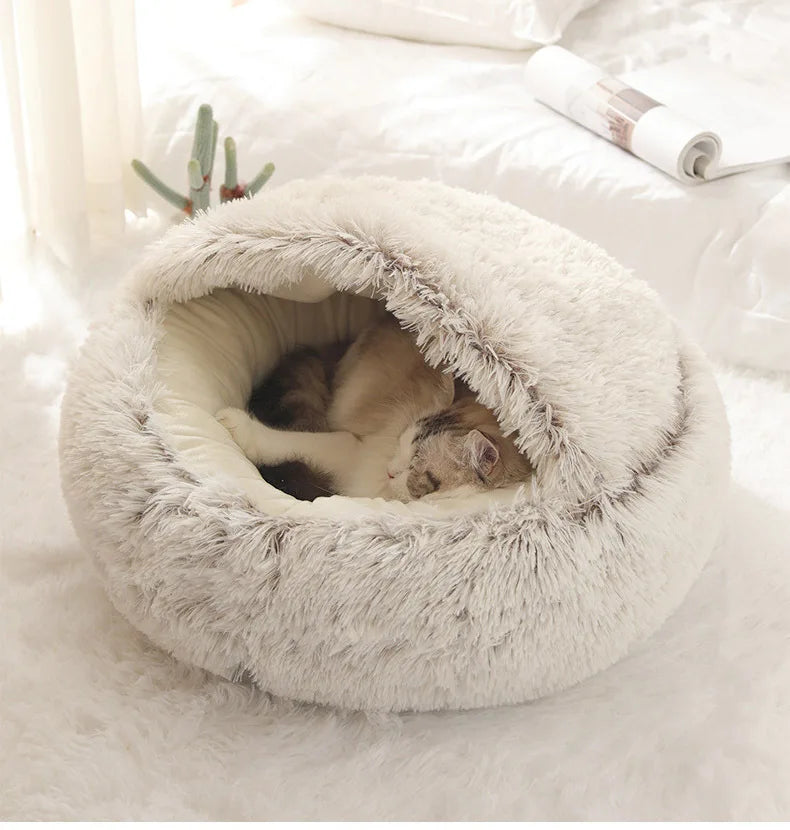Winter Plush Shell Cat Nest Bed