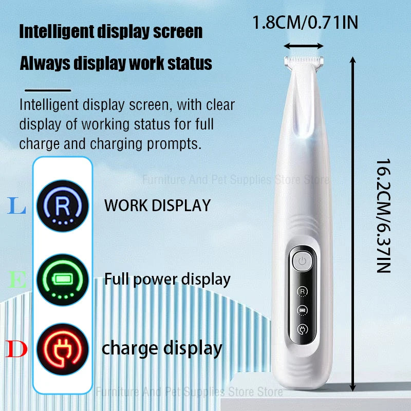 Waterproof Dog Paw Trimmer with LED Light & Display