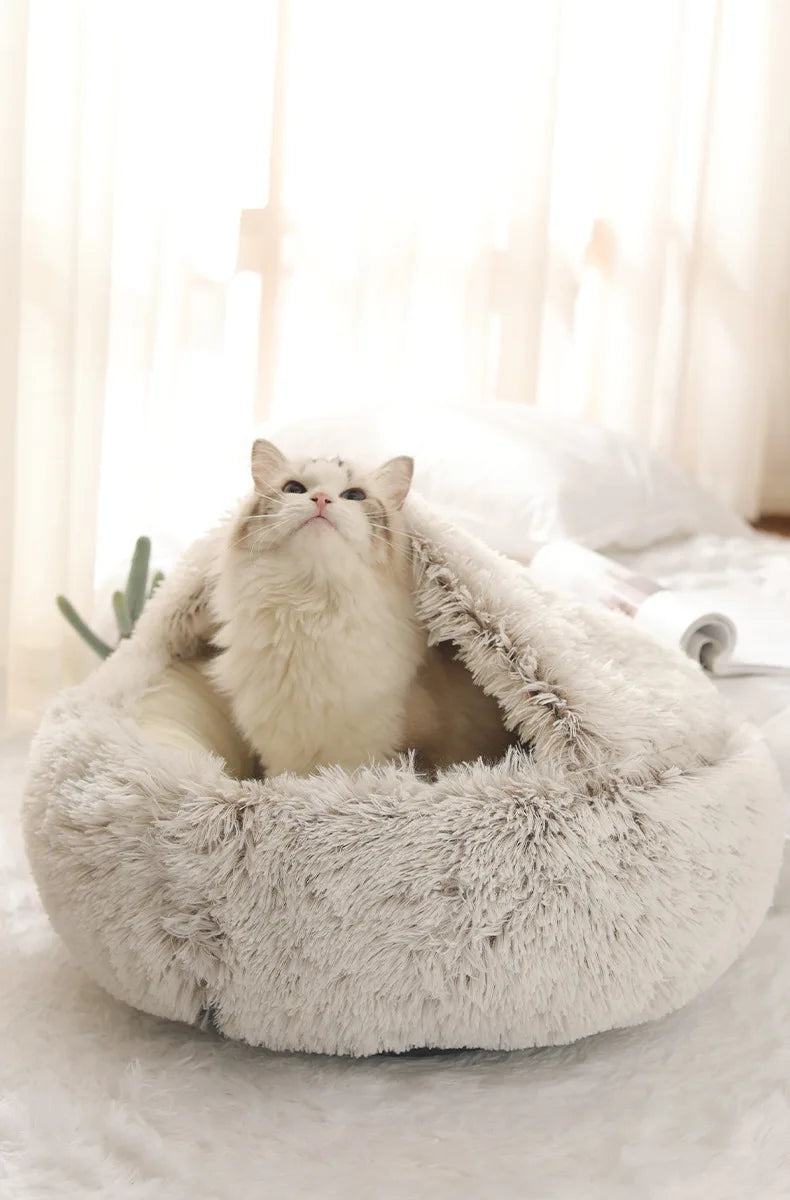 Winter Plush Shell Cat Nest Bed