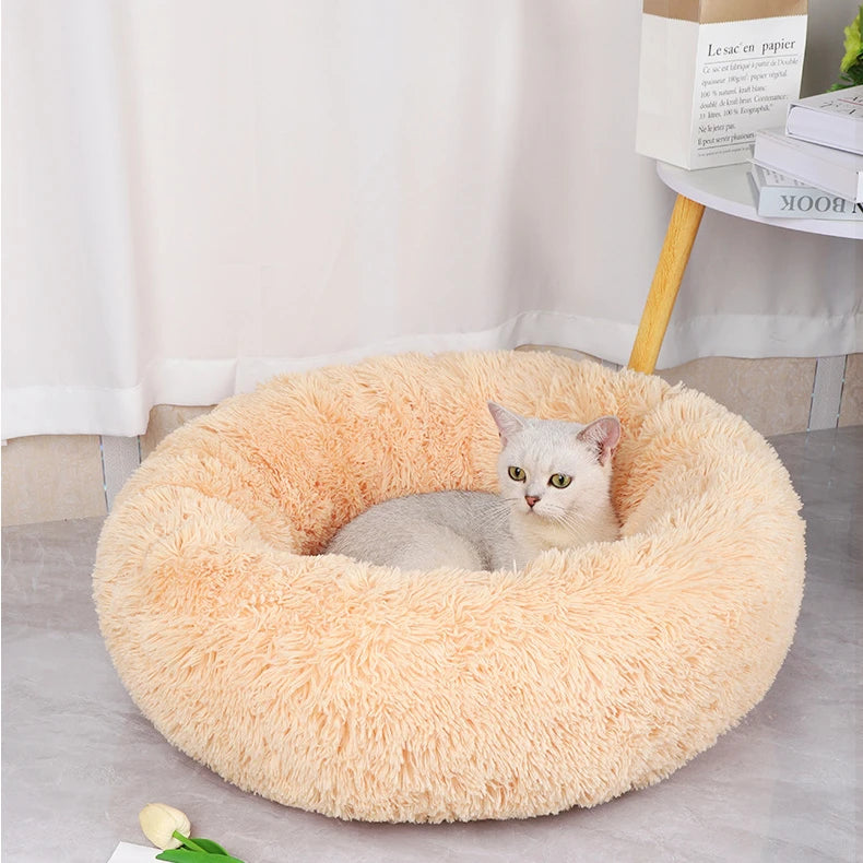 Winter Plush Round Cat & Dog Nest Bed