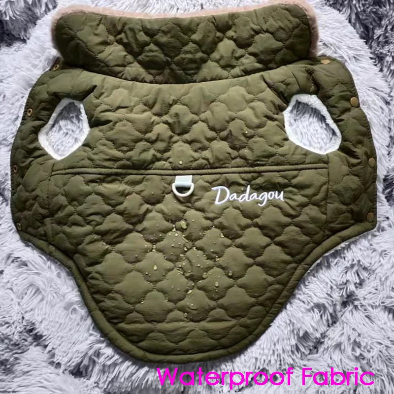Waterproof Fleece Dog Jacket with Fur Collar