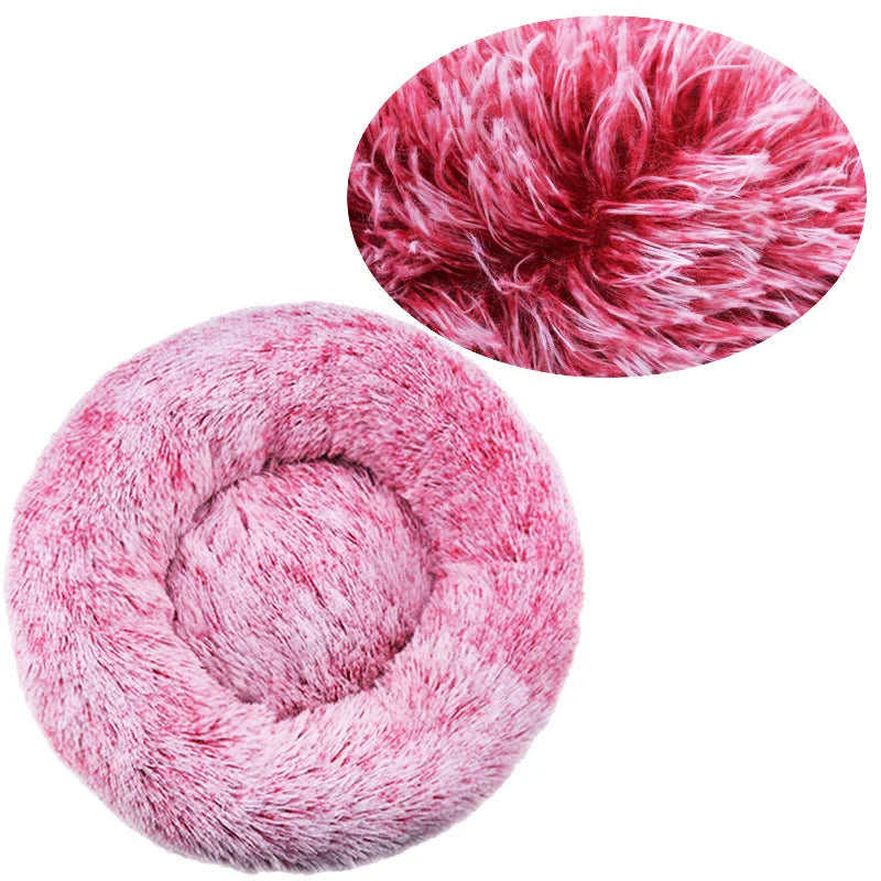 Round Plush Pet Bed for Cats & Dogs (40–90cm)