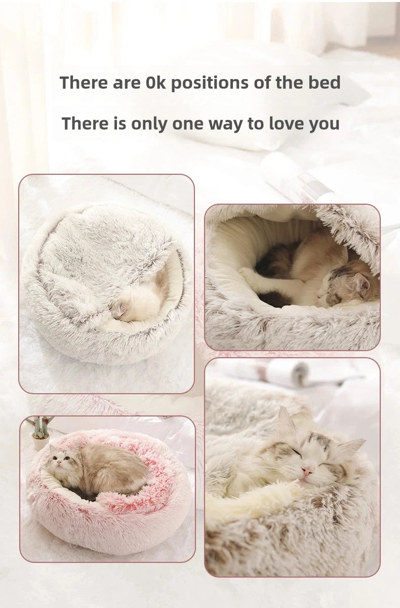 Winter Plush Shell Cat Nest Bed