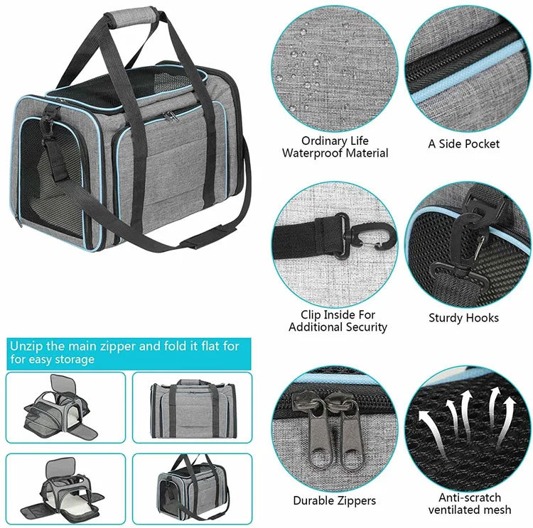 Foldable Small Pet Carrier Bag with Mesh