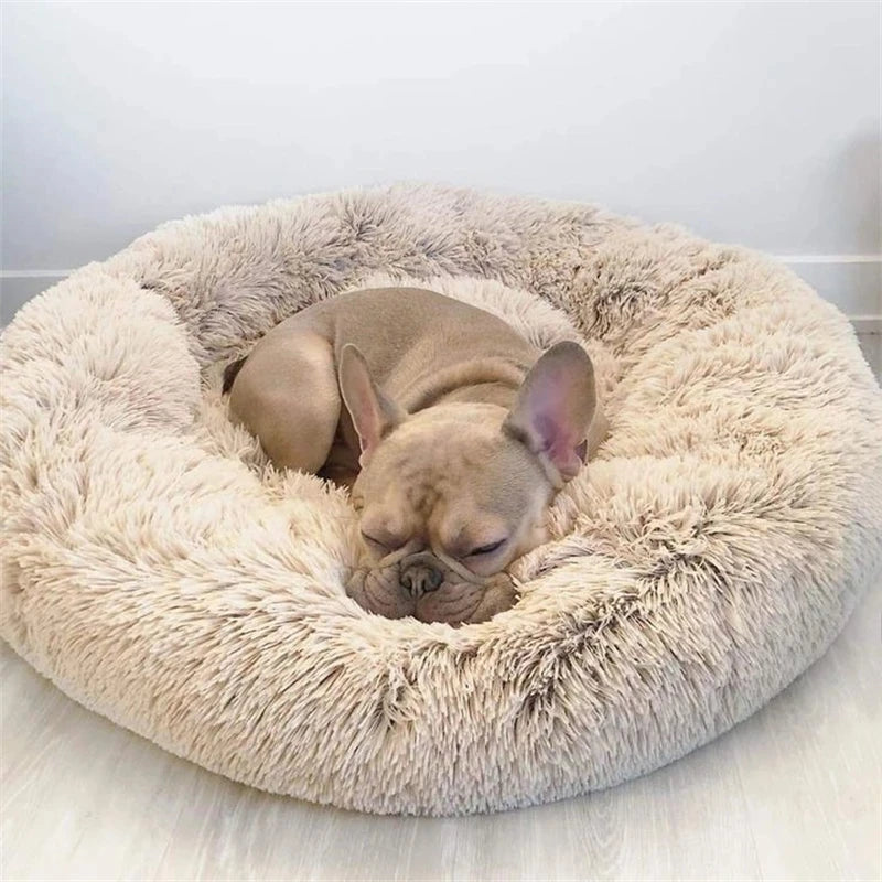 Round Plush Pet Bed for Cats & Dogs (40–90cm)