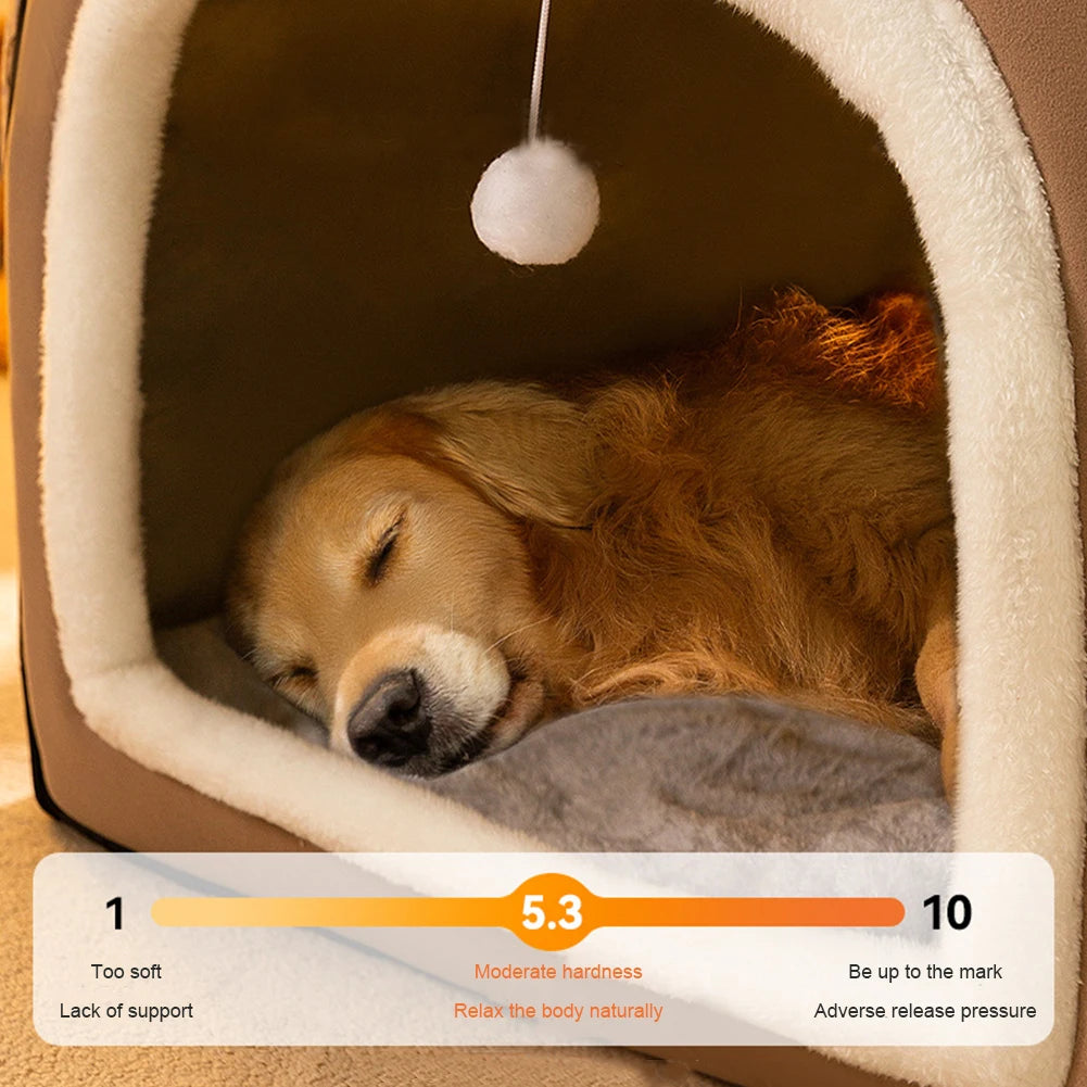 23" 2-in-1 Cat Cave Bed with Cushion