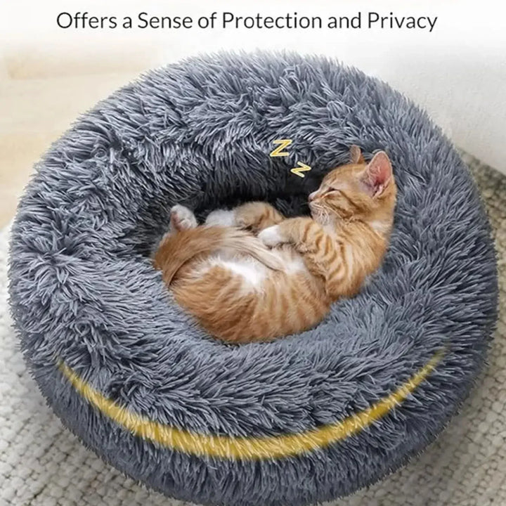 Round Plush Pet Bed for Cats & Dogs (40–90cm)